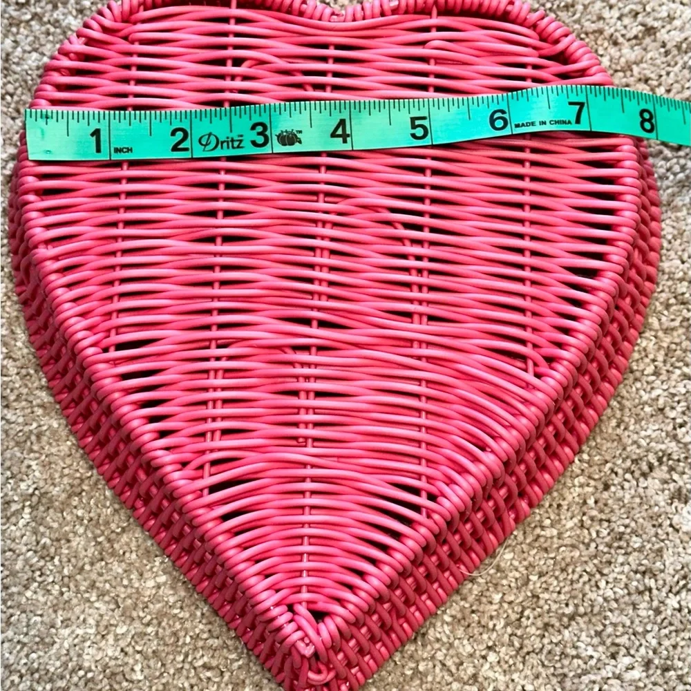 NWT Hobby Lobby Pink Heart-Shaped Wicker Basket.